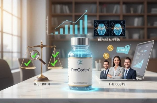 2025 ZenCorTex review visual: before-after brains, glowing supplement vial, truth checks, cost breakdown, success charts. 2025 ZenCorTex review visual: before-after brains, glowing supplement vial, truth checks, cost breakdown, success charts.